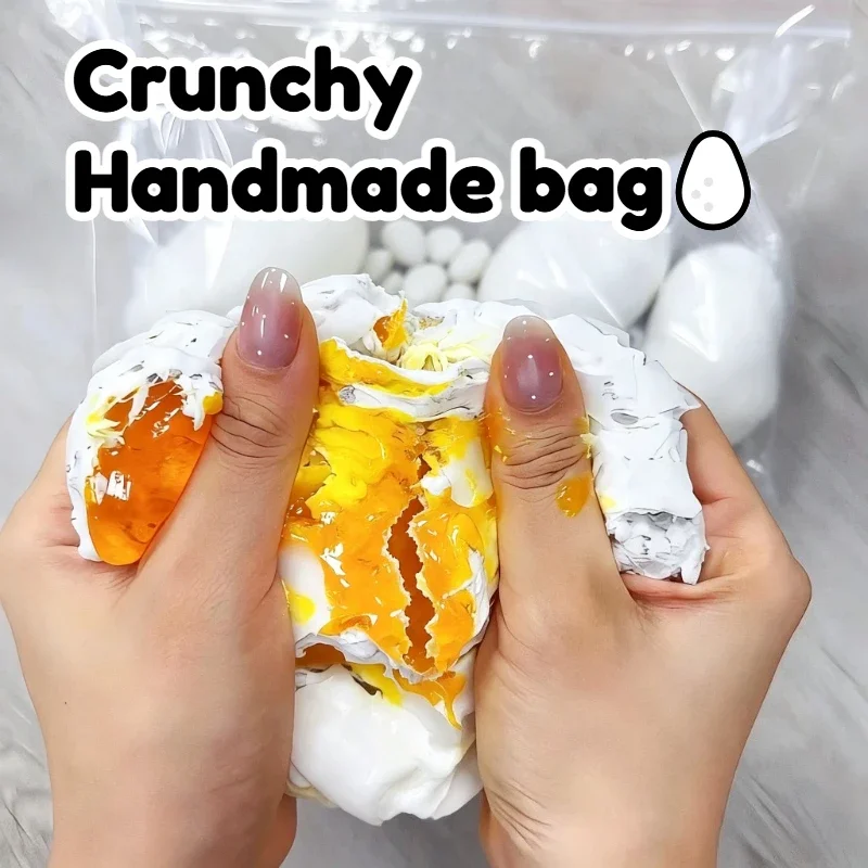 Crunchy Handmade Bag Duck/Ostrich Egg Squishy Bag Crispy Handmade Ball Stress Relief Anxiety Sensory SMAR Soft-boiled Egg