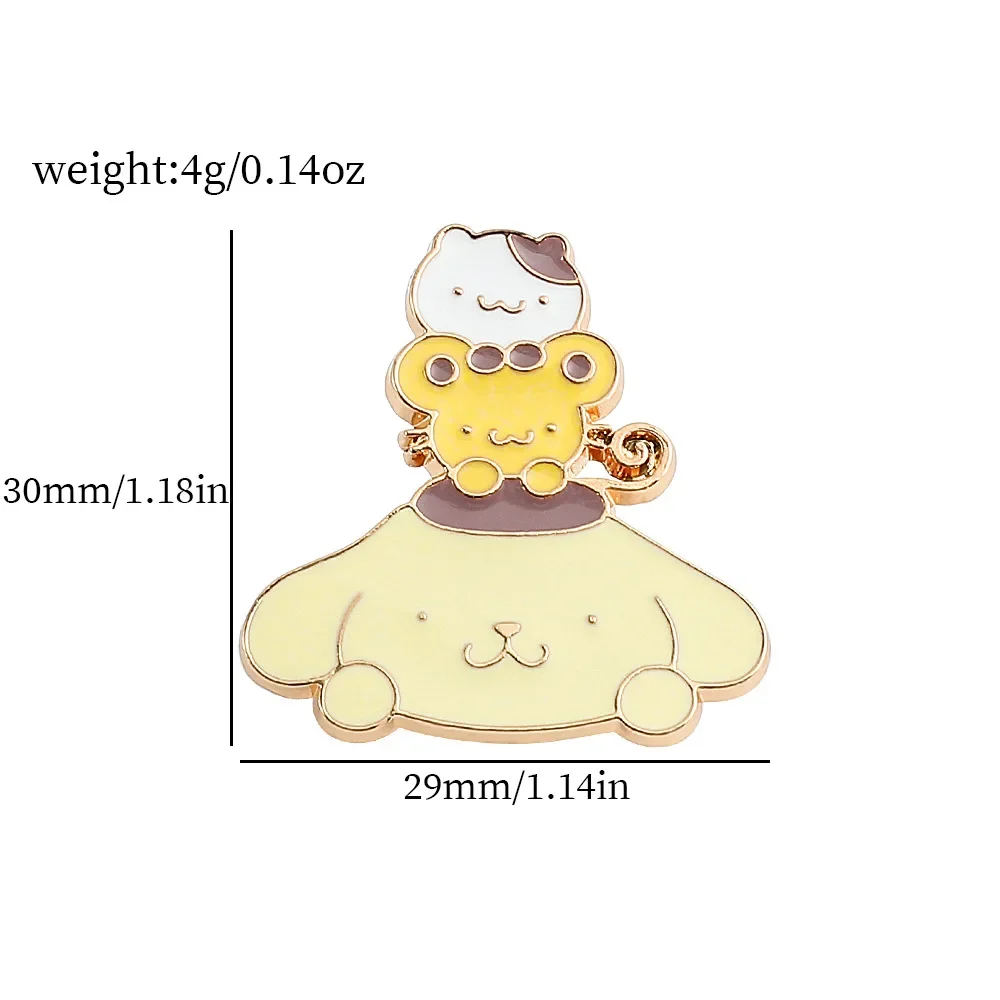 Sanrio Hello Kitty Brooch Cartoon Anime Action Figures  Kuromi Brooch Enamel Jewelry Pins Children Birthday Gift for friend