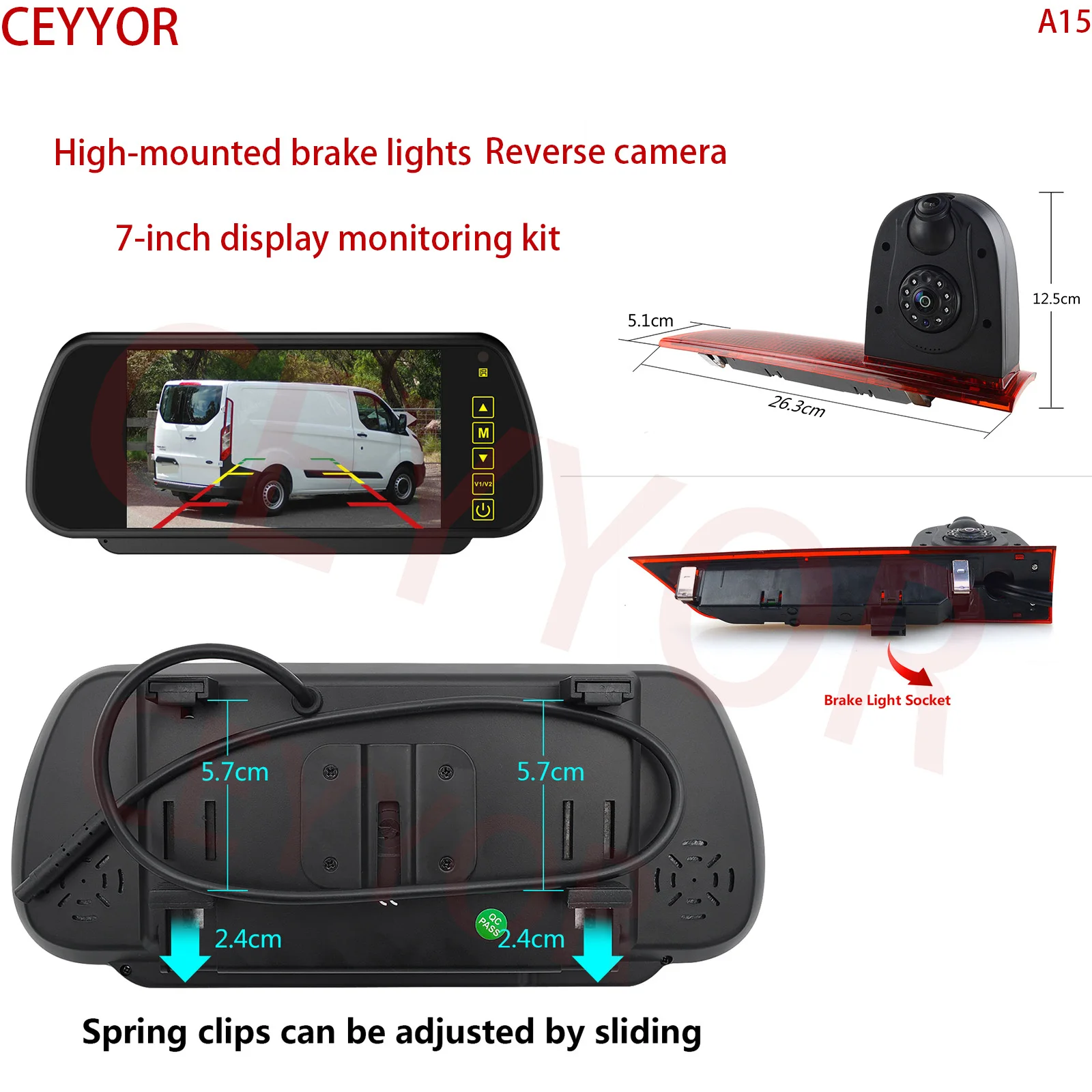 Applicable to Ford Transit Custom (mai 2016-présent)Reverse camera 7-inch monitoring kit