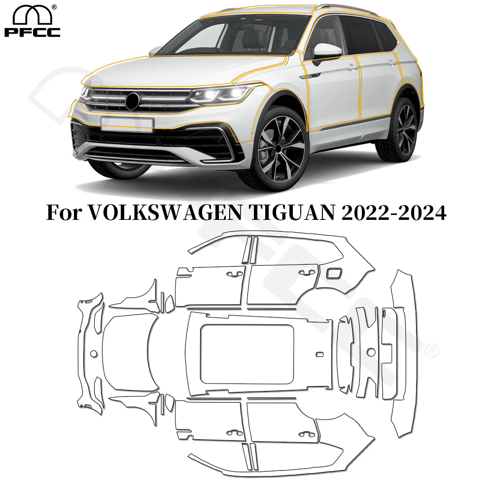 

For VOLKSWAGEN TIGUAN 2022-2024 TPU Paint Protection Film Pre-cut PPF Clear Bra Car Body Anti-scratch Resistant Invisible Cover