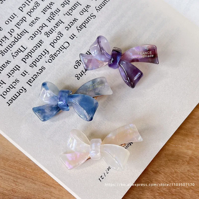 Small Mermaid Bow Strap Broken Hair Clip~Korean FRANCE Gold Label Duck billed Clip with Side Clip and Bang Clip