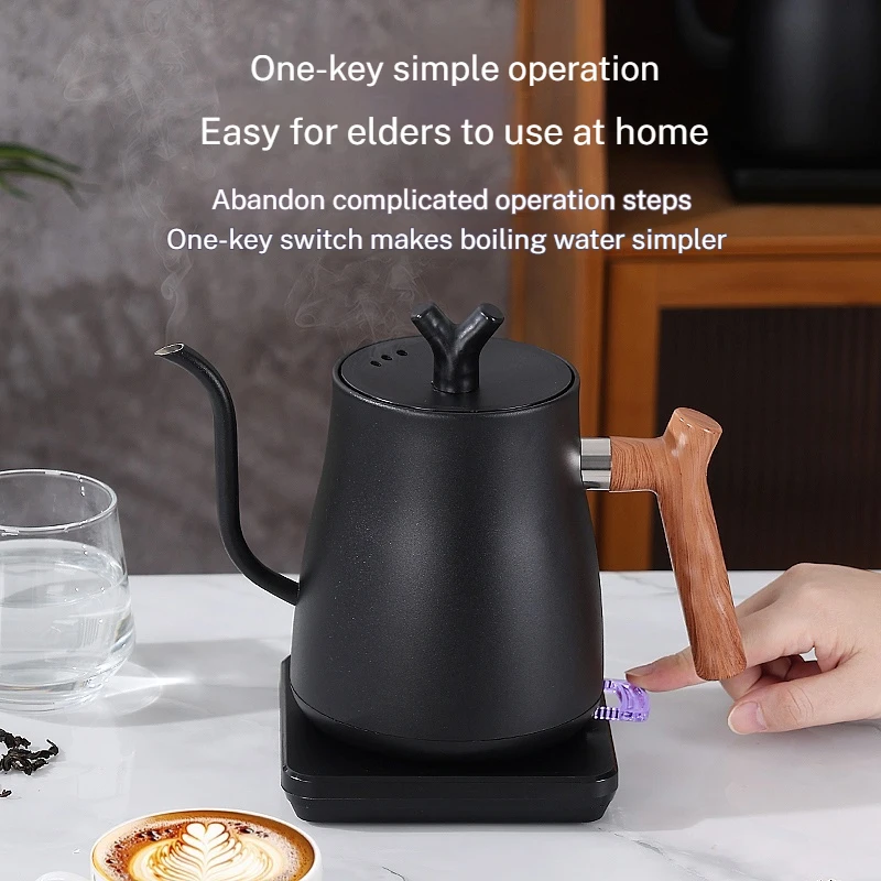 1L 1000W Electric Kettle, 304 Stainless Steel Fast Boil, One-Touch Operation, Auto Shut-Off & Dry Boil Protection, Black