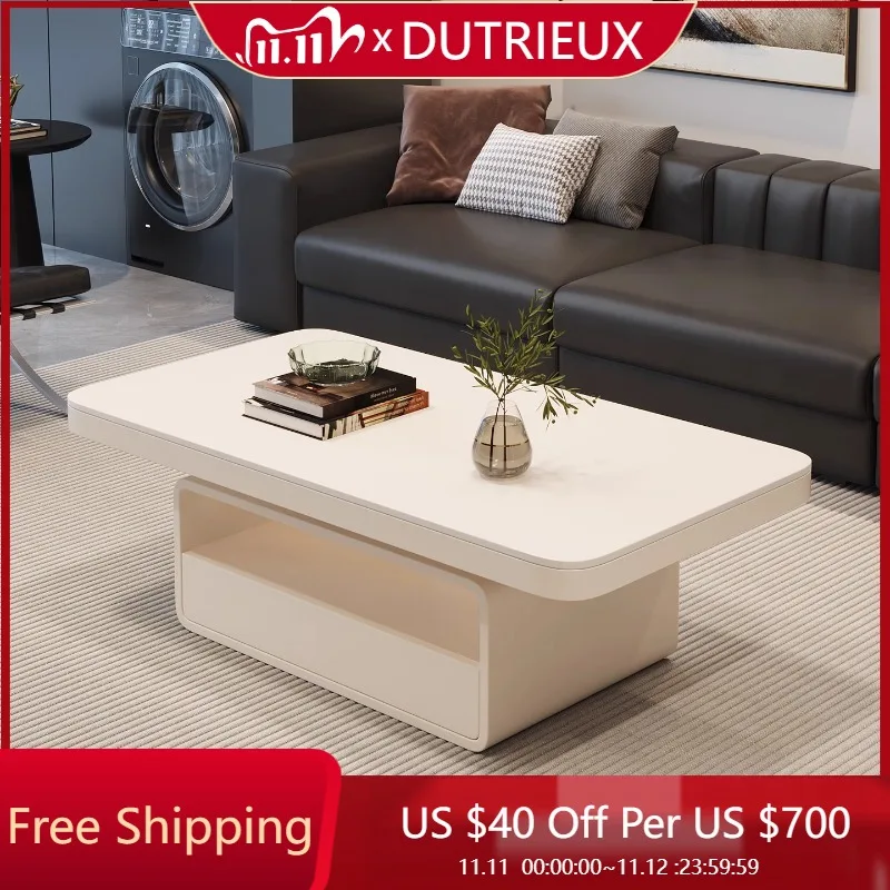 

White Cream Coffee Table Rectangle Decoration Aesthetic Unique Irregular Side Table Lounge Design Mesa Auxiliar Salon Furniture