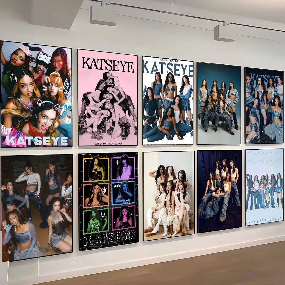 Korea K-Kpop Band K-K-Katseye-es Poster Posters Decorative Paintings Study Bedroom Bar Background Wall Murals Gifts