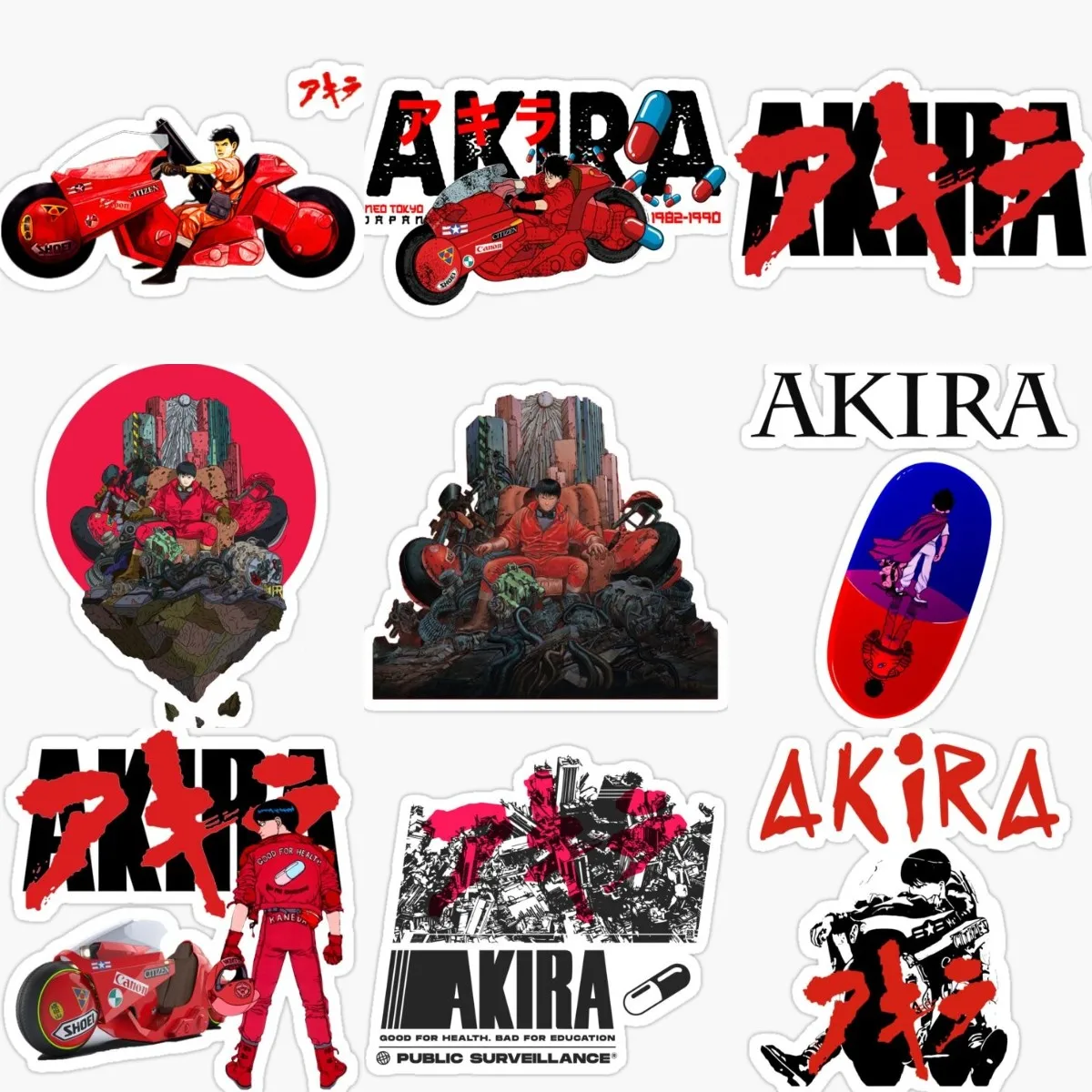 

Akira Japanese Anime Capsule Sticker Vinyl Wall Room Accessories Motorcycle Laptop Truck Window Car Bicycle Glass Helmet Decal