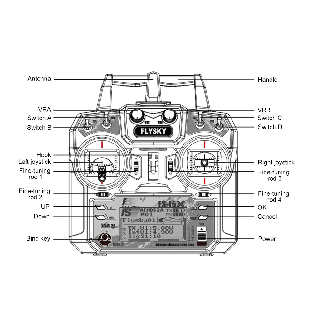 Flysky FS-i6X 2.4GHz 10CH AFHDS 2A RC Transmitter with FS-iA6B Receiver for RC Drone Airplane Helicopter