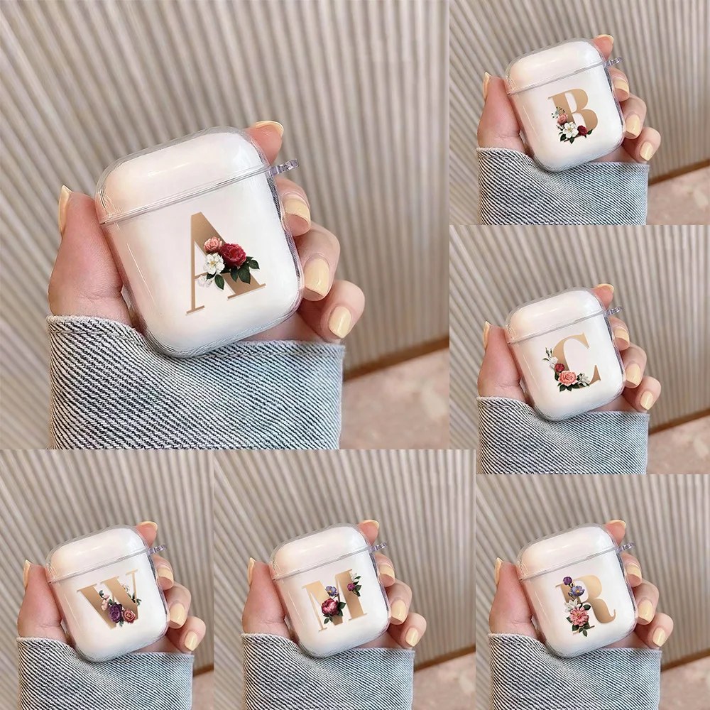 Étui Airpods Pro 3 Pro 2 Pro, fleurs et lettres, transparent et souple, antichoc, pour Airpods 4 3 2 1, étui de chargement