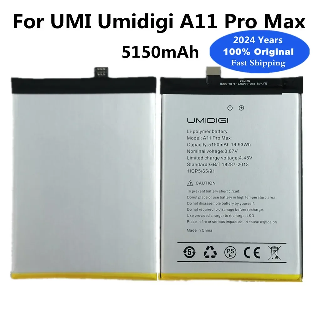 

2024 Years A11Pro Max 100% Original Phone Battery For UMI Umidigi A11 Pro Max 5150mAh Phone Battery Bateria Fast Shipping