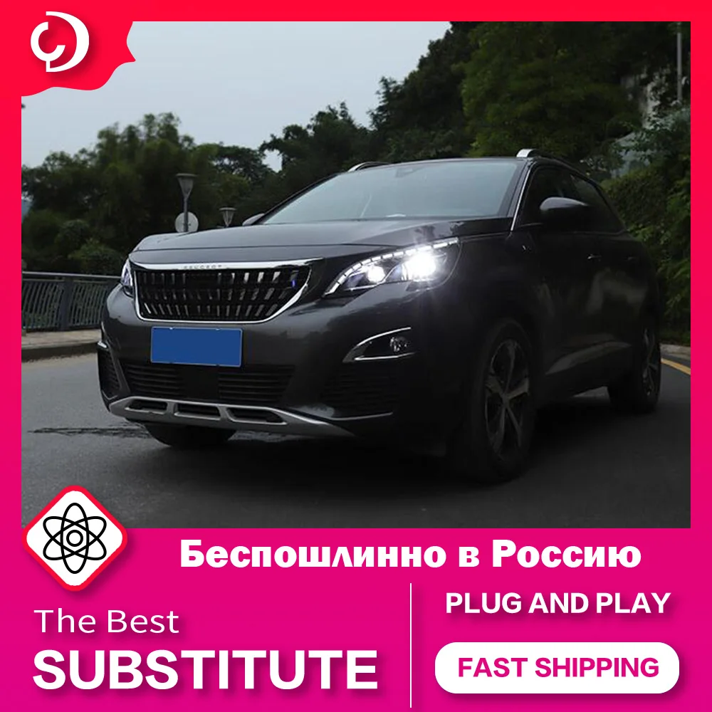 AKD Car Styling Headlights for Peugeot 4008 5008 2017 2018 2019 LED Headlight DRL Head Lamp Led Projector Automotive Accessories