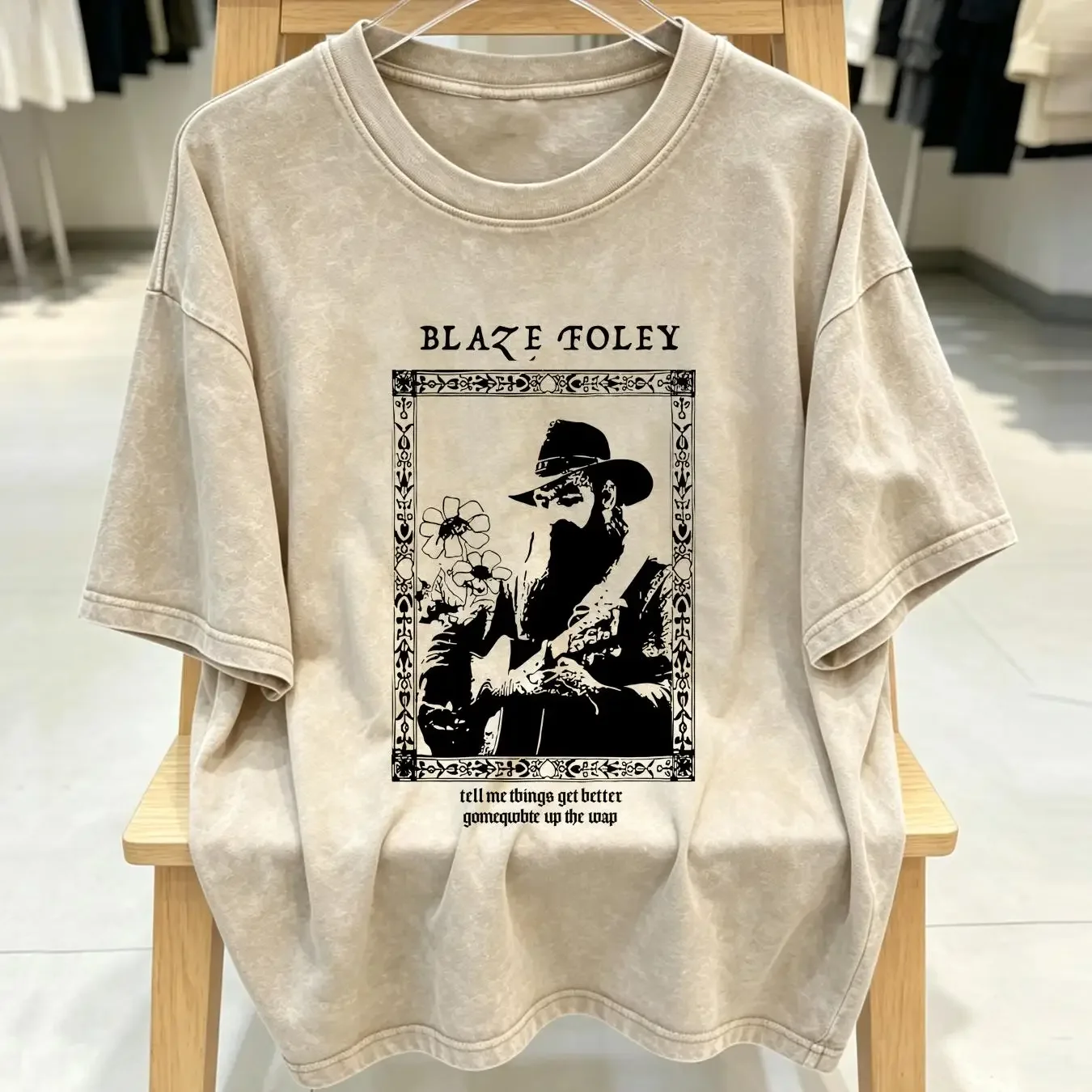 washed T Shirt Blaze Foley long or short sleeves vintage Washed graphic fashion Stylish streetwear Top For Everyday Wear