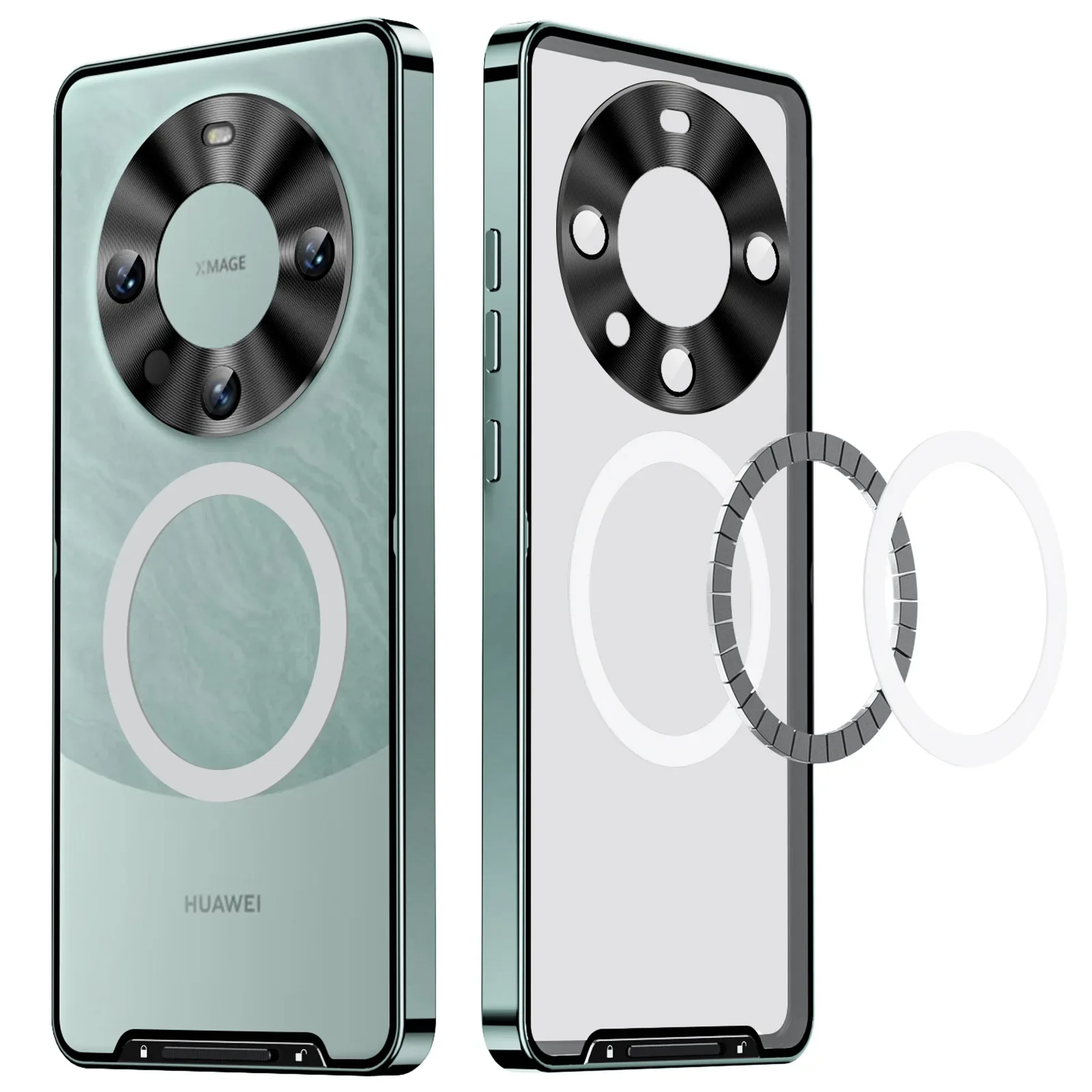 

Металлический противоударный чехол для Huawei Mate 60, Прозрачный Роскошный чехол для Huawei Mate 60 Pro Plus с магнитной зарядкой, деловой чехол