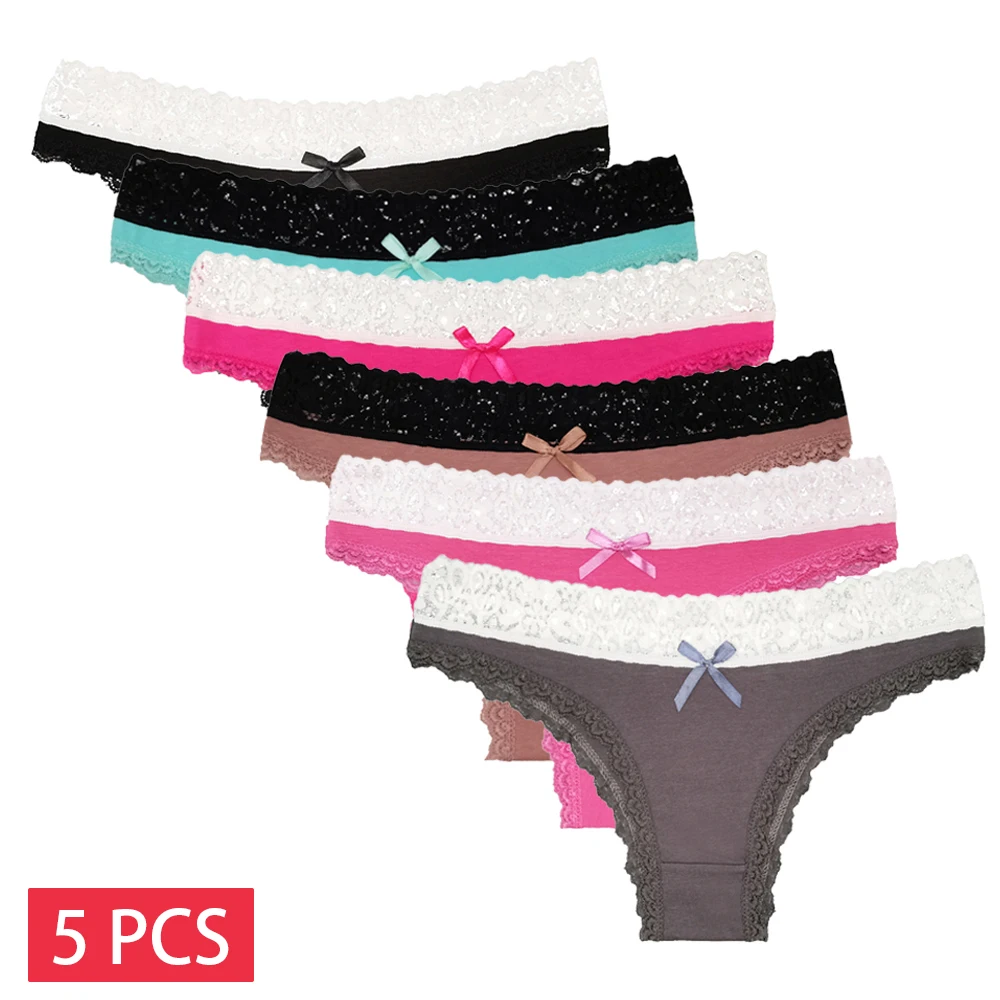 5 PCS/SET Women Cotton Lingerie Female Thongs Sexy Underwear For Woman Low-Rise Underpant Women's Panties Bikini Briefs 89509