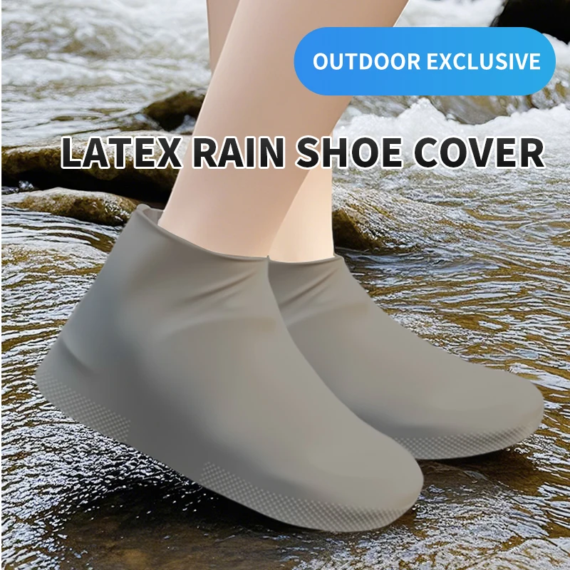 High Elastic Latex Rain Shoe Covers Outdoor Waterproof Non-Slip Boot Sleeves Reusable Shoe Guards for Men Women Fishing