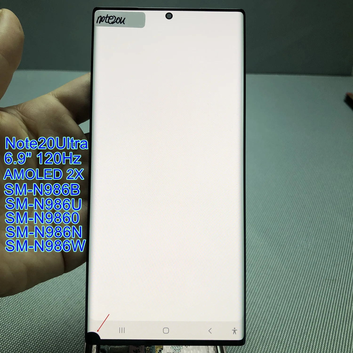 Display SUPER AMOLED per Samsung Note20 Ultra - Pezzo Singolo con Difetto di Linea a Punti (Dot Line Burn) - Ricambio Originale da Ricondizionare - Offerta Speciale