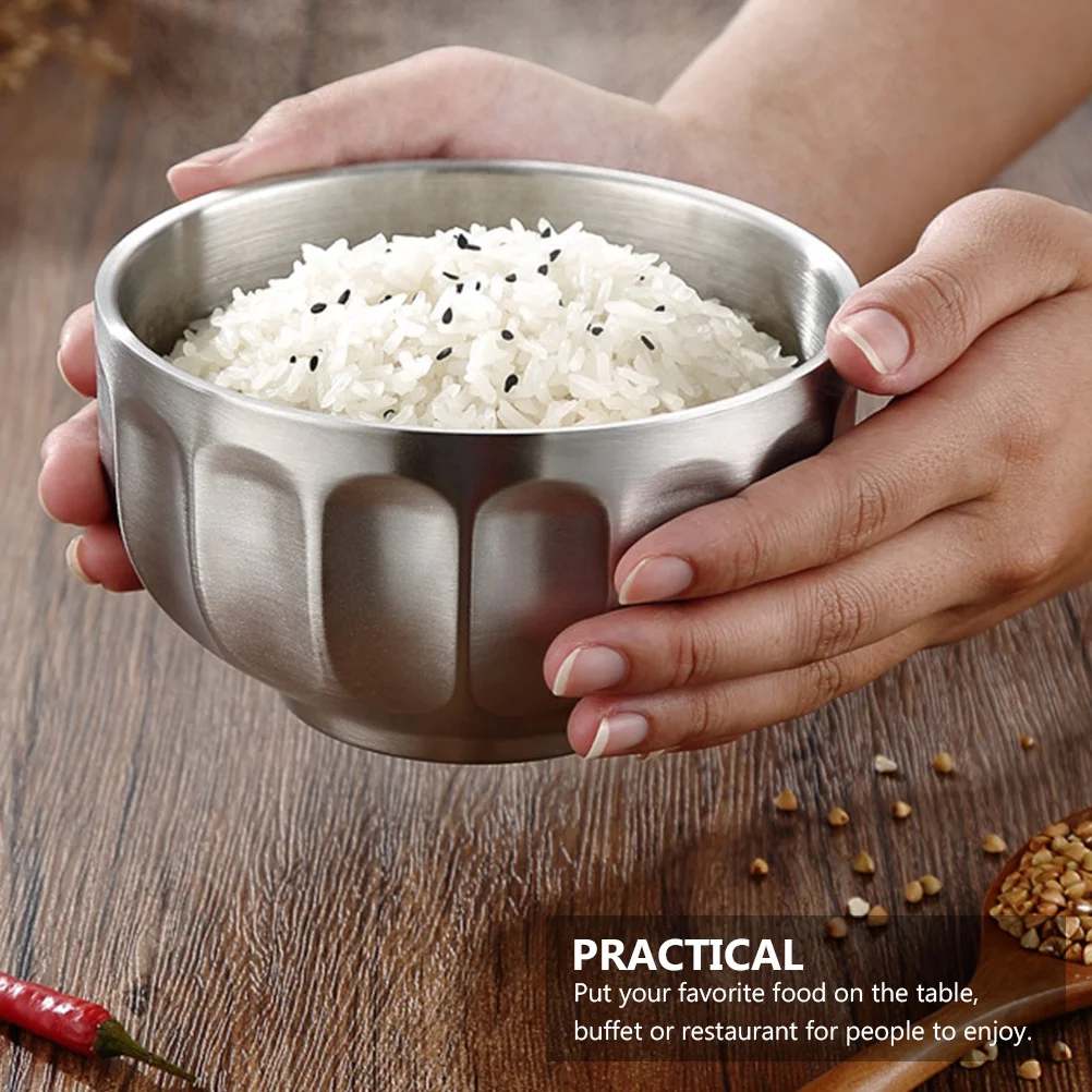 

Stainless Steel Double-Layer Heat Resistant Bowl for Noodles Soup Rice Food Serving Household Stainless Steel Bowl