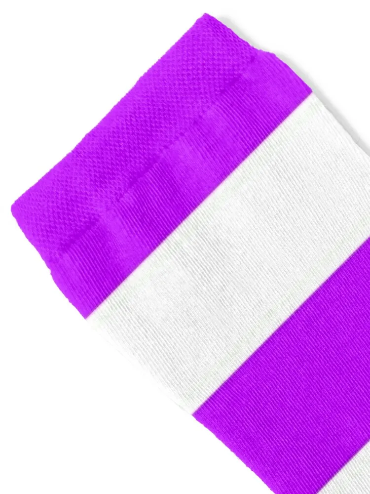 Medium HOT PURPLE and WHITE Horizontal STRIPES Socks cycling cute Socks Girl Men's