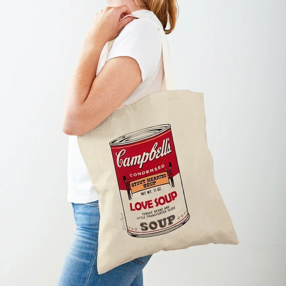 

BBA172 винтажная сумка-шоппер на плечо с рисунком Энди вархола, абстрактные женские сумки для покупок, повседневные холщовые женские сумки с двойным принтом