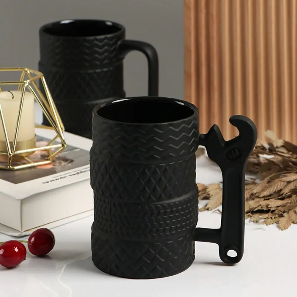Kreativer Schraubenschlüssel, reifenförmige Keramiktasse, große Kapazität, einzigartiger Wasserbecher, personalisierbar, bequemer Griff, Kaffeetasse, Geburtstagsgeschenk