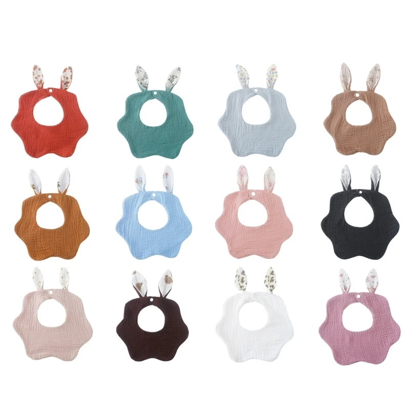 

Baby Cotton Bib Cartoon Rabbit Ears Feeding Towel Water Absorbent Saliva Towel