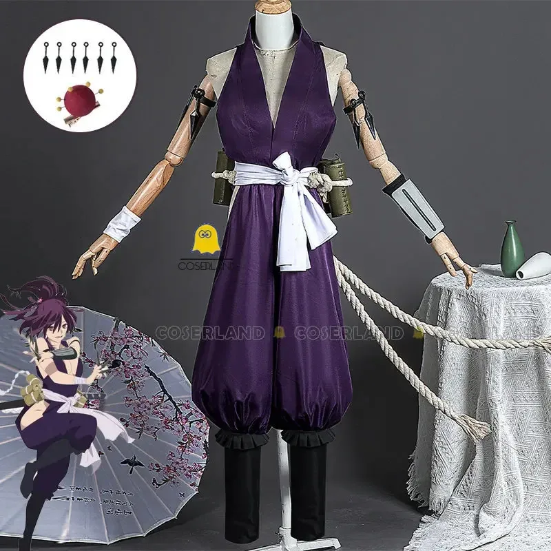 2025 New Yuzuriha Costume Wig Anime Jigokuraku Hell's Paradise Cosplay Fox Sumire Kunoichi Outfit Purple Uniform Hall AA