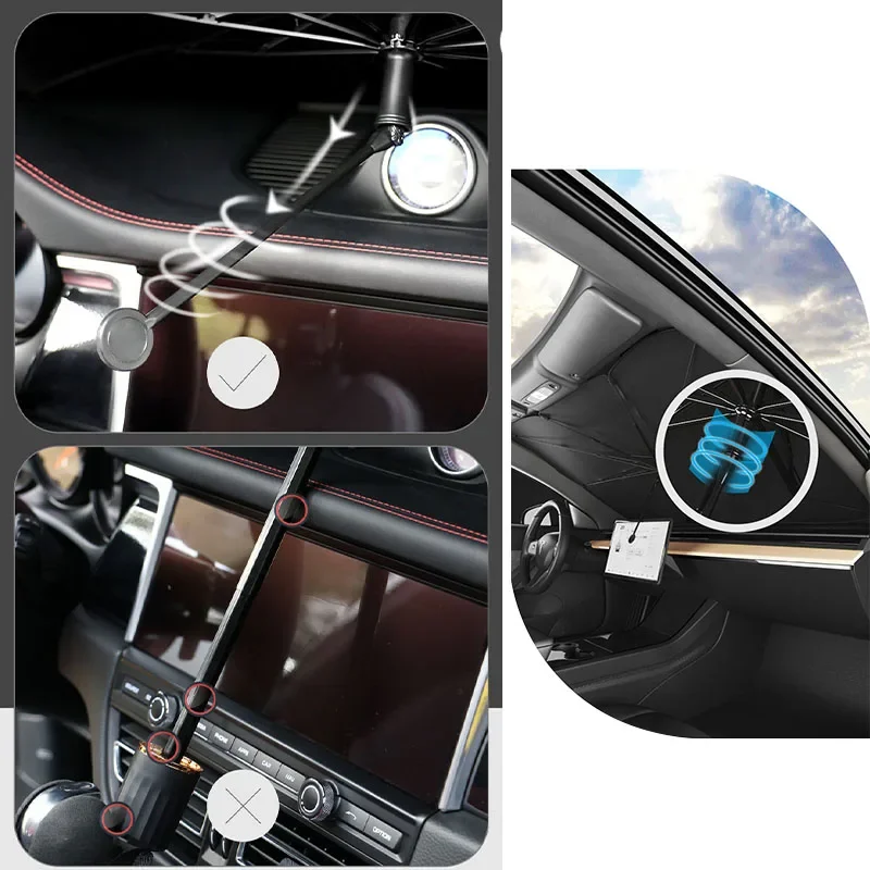 Pára-sol do pára-brisa dianteiro, guarda-sol dobrável do carro de verão, isolamento térmico e produtos de proteção solar, guarda-sol do carro 2025