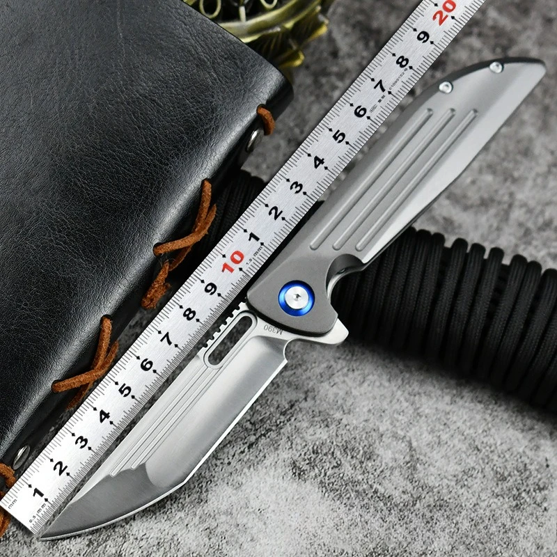 RHON M390 Powder Steel EDC Knife Razor Sharp 3.26 inch Blade Titanium Handle Outdoor Camping Portable Hunting Folding Knives