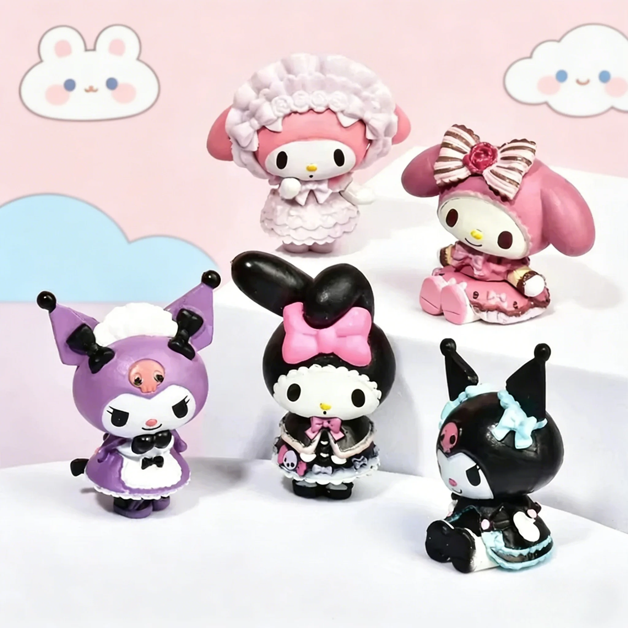 

Новый набор из 5 мини-фигурок Sanrio: Куроми, Хелло Китти, Пом Пом Пурин, коллекционные игрушки, кукла Почакко, подарки My Melody