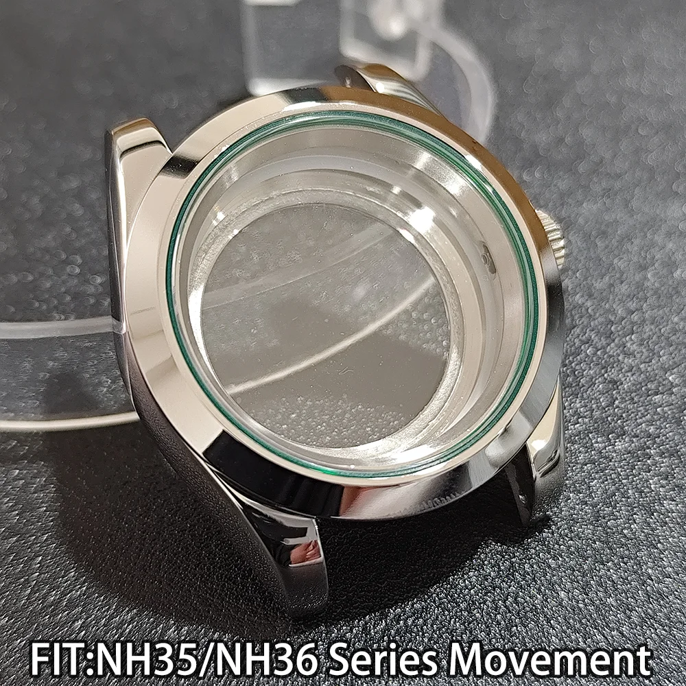 

For NH35 39mm Watch Cases Sapphire Green Glass Stainless Steel Material Fit For Mil-gauss Modified Watches Case 20mm Width Strap