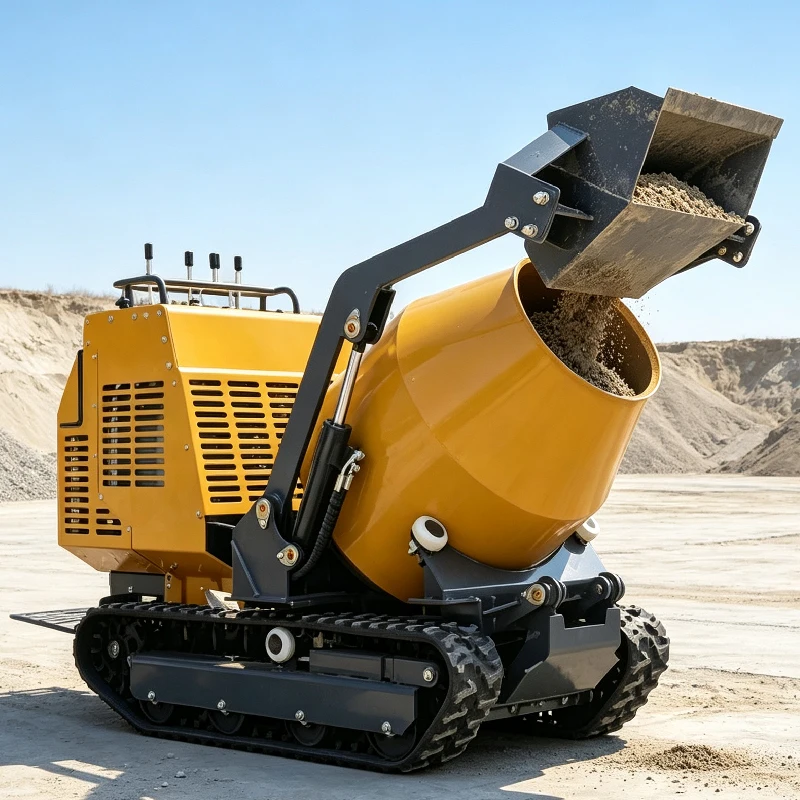 Fast delivery Mini Concrete Mixer Self-loading Tracked Crawler Portable Concrete Mixer Hydraulic Automatic Small Concrete Mixer