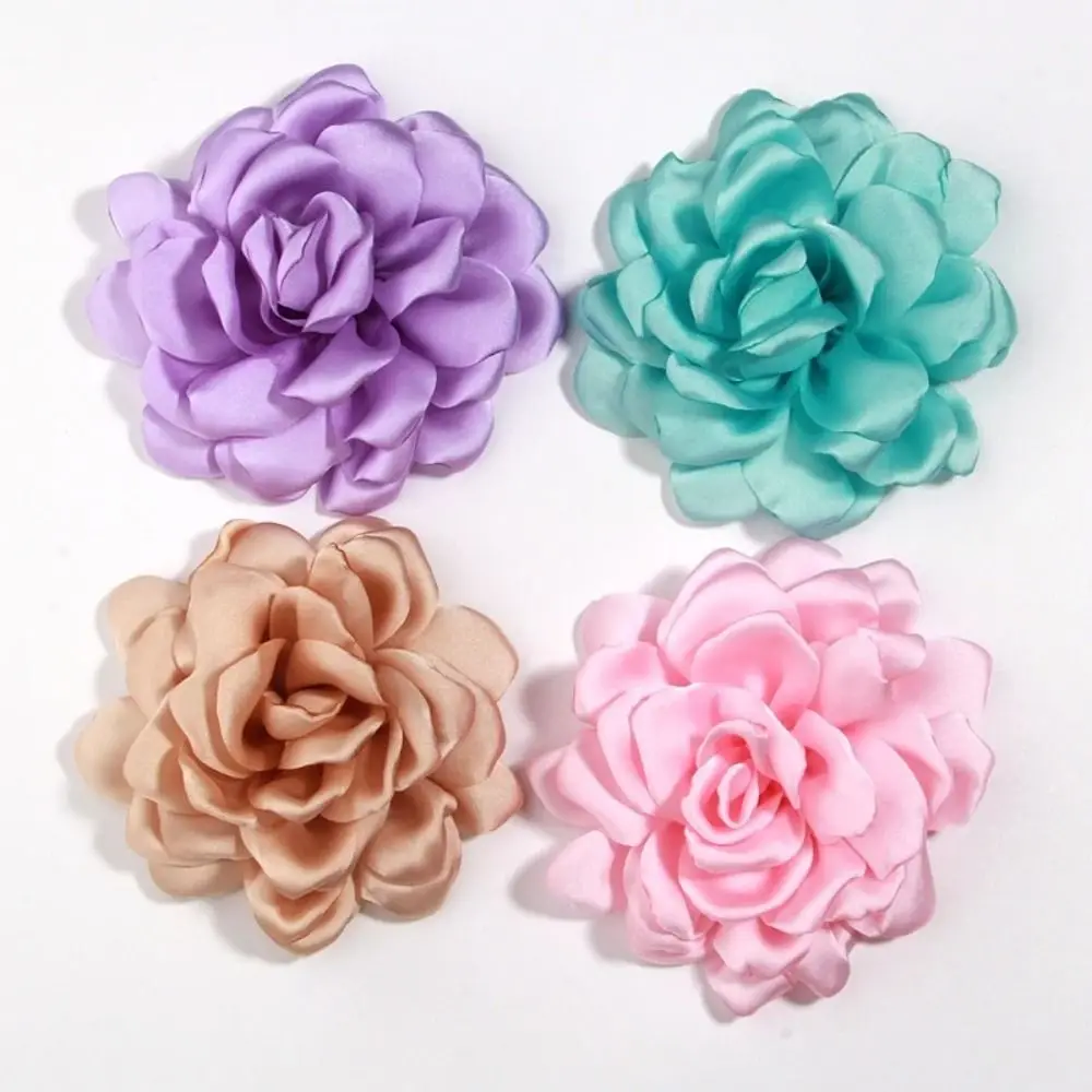 Handmade Lapel Pin Accessories Fabric Artificial Flowers Big Satin Wedding Dress Decoration Sewing Patches Burned Edge DIY