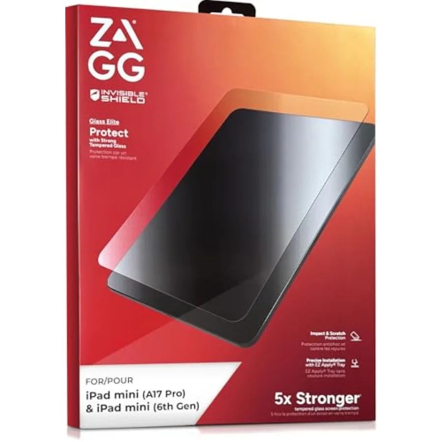 

Защитное стекло Glass Elite для iPad Mini 7/6, 8.3 дюйма, закаленное, в 5 раз более прочное, устойчивое к царапинам, легко устанавливается, совместимо с чехлами