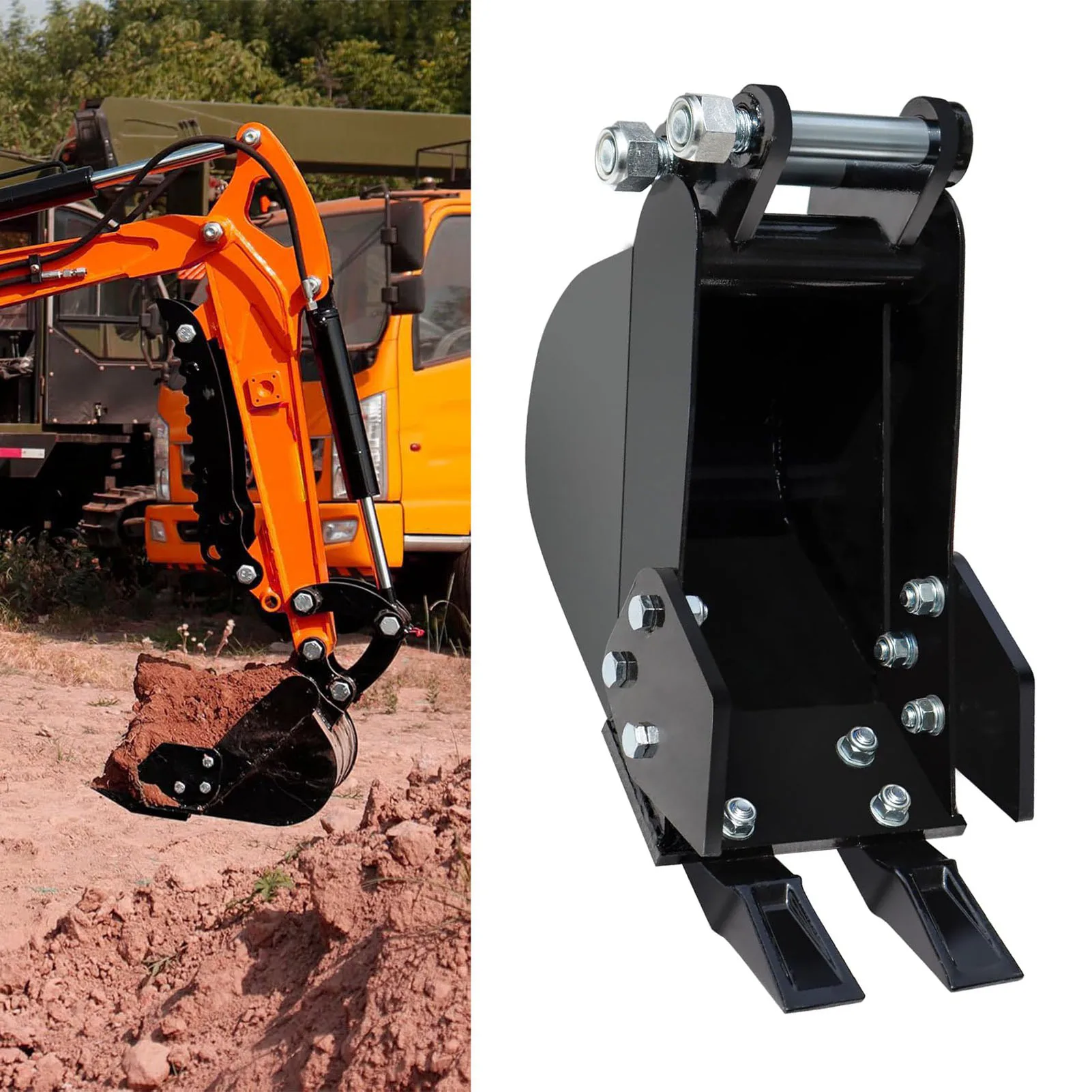 دلو حفر ضيق عالي الكفاءة أسنان معدنية دلو حفر ضيق توفير العمالة مقاوم للماء مع 2 دبابيس للحفارة الصغيرة