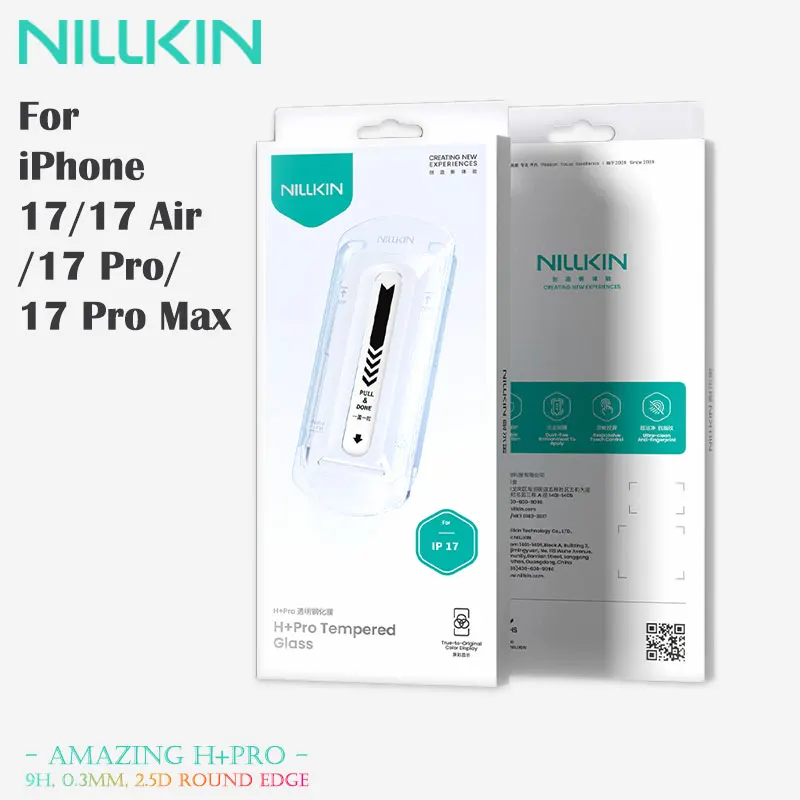 

For iPhone 17 Series Anti-Explosion Screen Protector, NILLKIN H+PRO, Edge Shatter Proof, Oleophobic Coating, HD Clear, Dust-Free