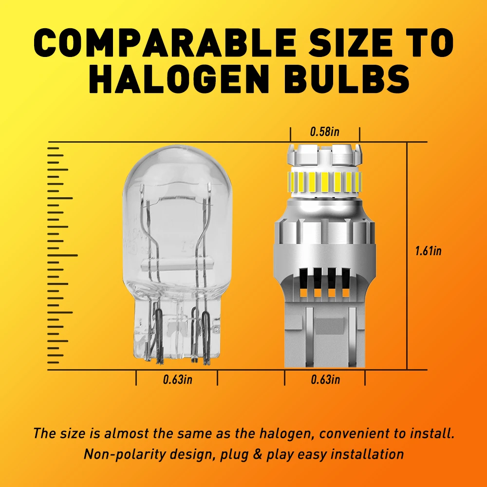 2Pcs T20 7443 LED Bulbs White DRL Parking Reversing Lights for Car Auto Lamp T20 7440 W21W W21/5W LED Bulb Canbus Error Free 12V