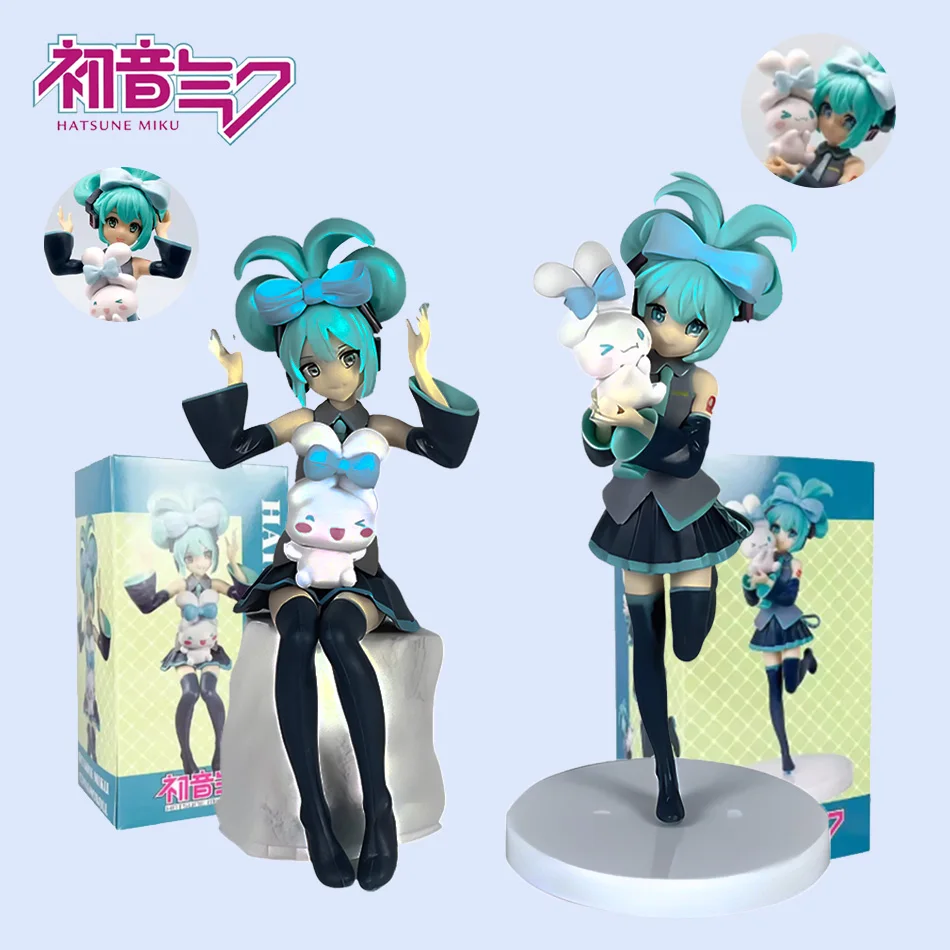 Anime Hatsune Miku X Cinnamoroll figura de Anime Kawaii Miku figura de acción PVC colección de adultos decoración modelo muñeca