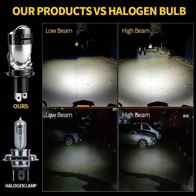 1PC/2PCS For Yamaha FZ1 2000s 12V 10000LM H4 Projector Lens LED Motorcycle Headlight HB2 9003 Hi/Lo Beam Bulbs Plug&Play 6000K
