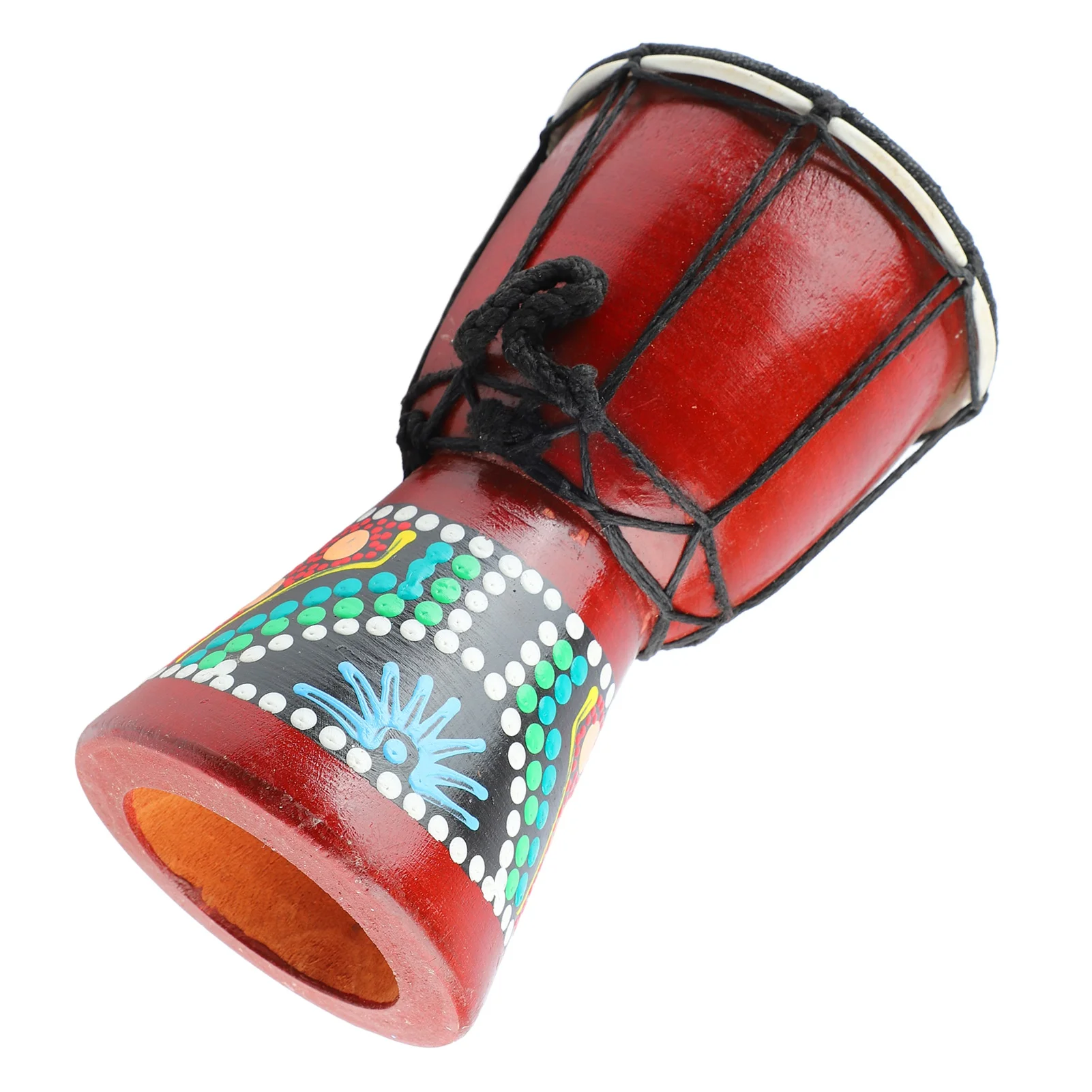 African Drum 5in 7.9in Solid Wood Leather Hand Percussion Instrument for Kids Adults 1 Piece Random Pattern