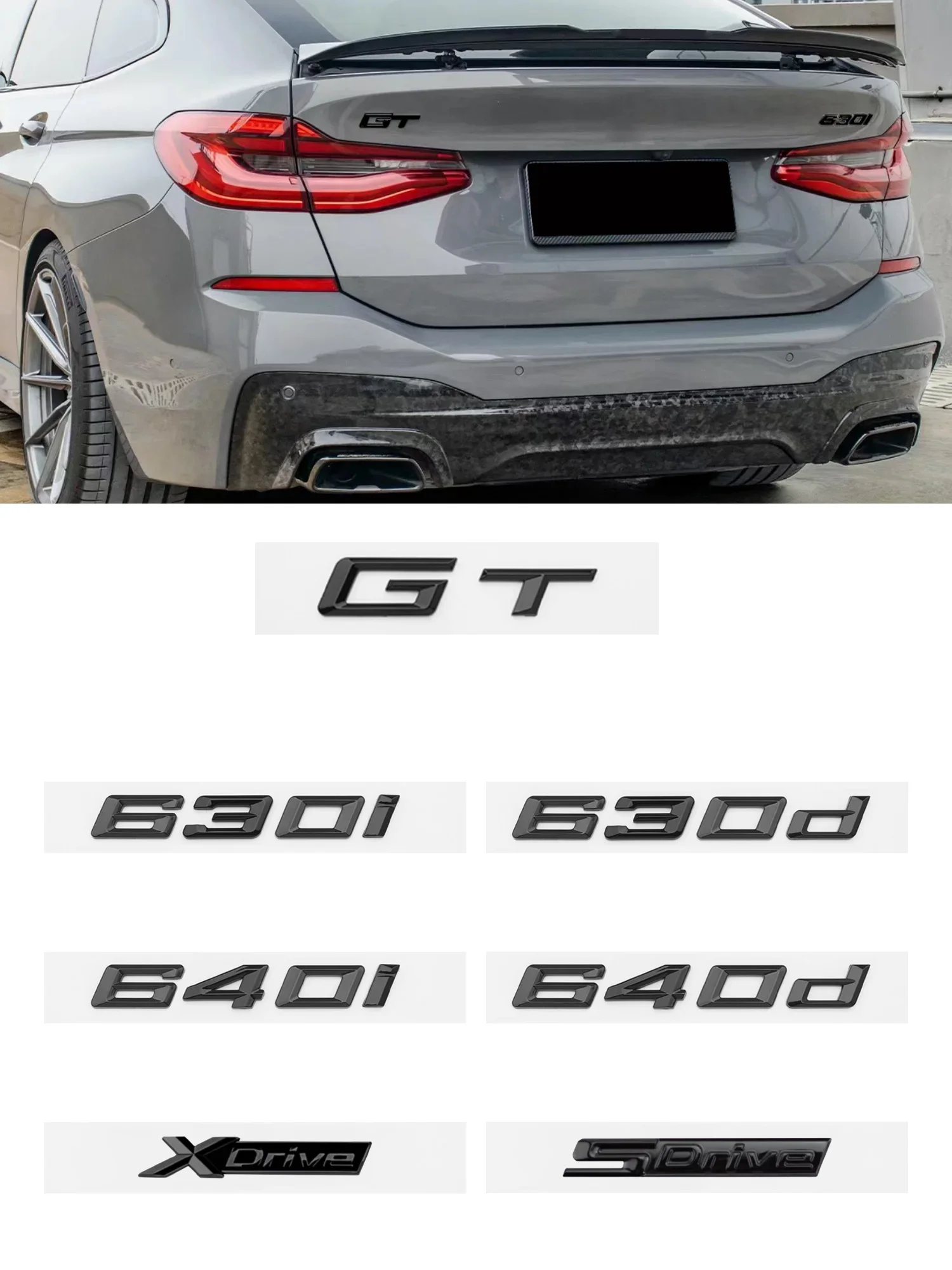 

Glossy Black ABS Numbers Letters Emblem for GT 630i 630d 640i 640d XDrive GT Series E63 E64 F06 F12 F13 G32 Accessories