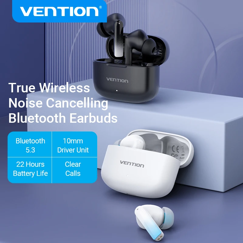 Vention TWS True Wireless Earphones Bluetooth 5.3 with ENC Noise Cancelling HD Call Mic Touch Headphone Waterproof Earbuds