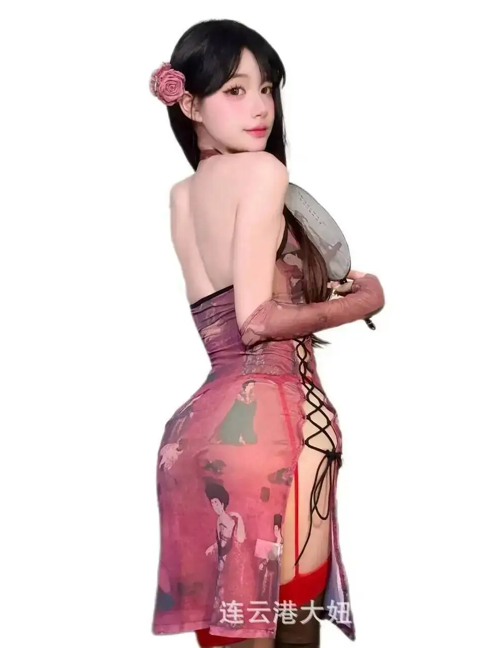 Sexy Cheongsam Sexy Pure Desire Beautiful Back Dress Elegant Uniform Women Mesh Lace Thin Fashion Mini Dress 2025 New TEC4