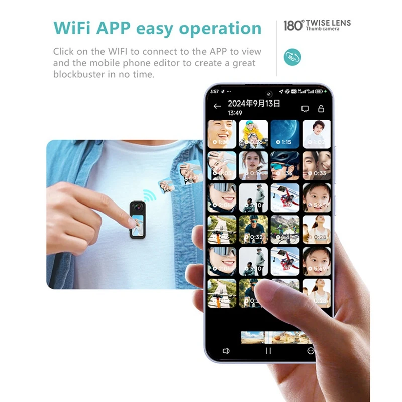 جديد S70 2.7K WIFI APP كاميرا الإبهام عمر البطارية الطويل للغاية كاميرا رياضية الإبهام HD كاميرا ركوب الدراجات 1080P كاميرا الحيوانات الأليفة