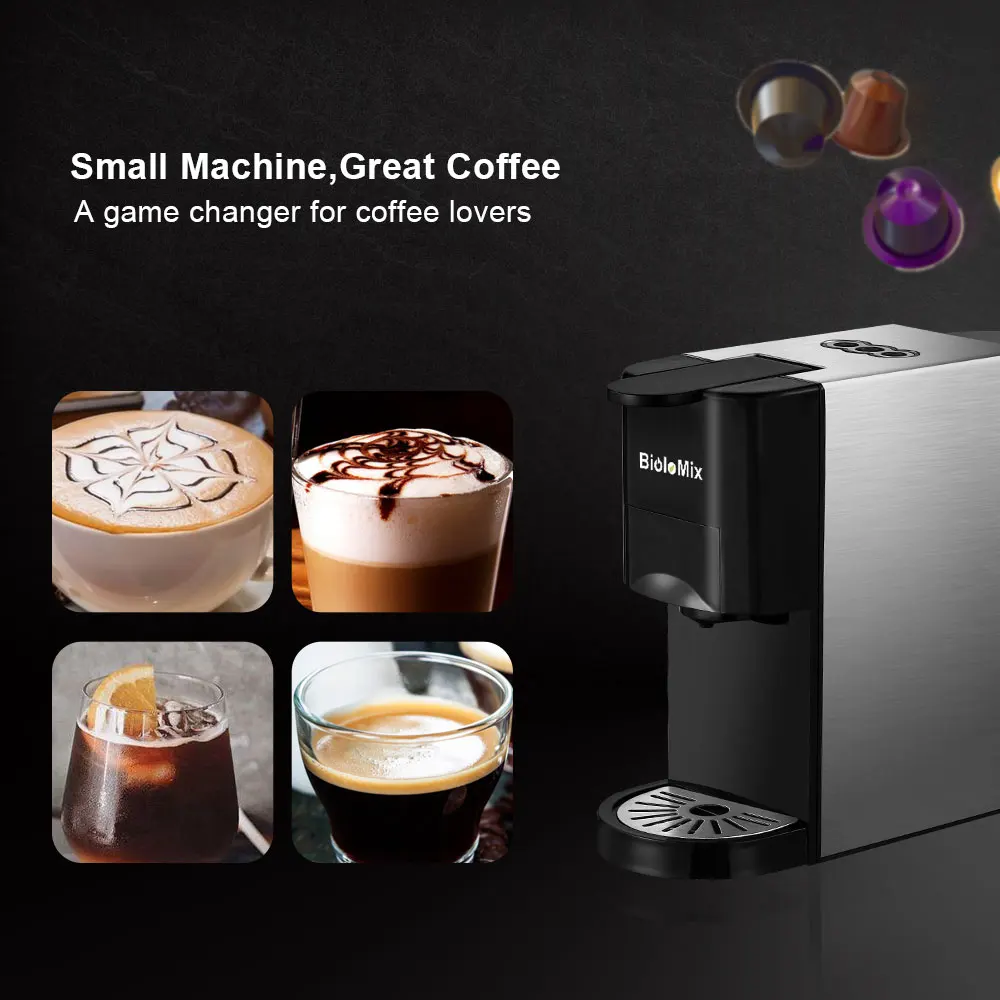 Coffart By BioloMix 3 in 1 Espresso Coffee Machine Multiple Capsule Coffee Maker Fit Nespresso,Dolce Gusto and Coffee Powder