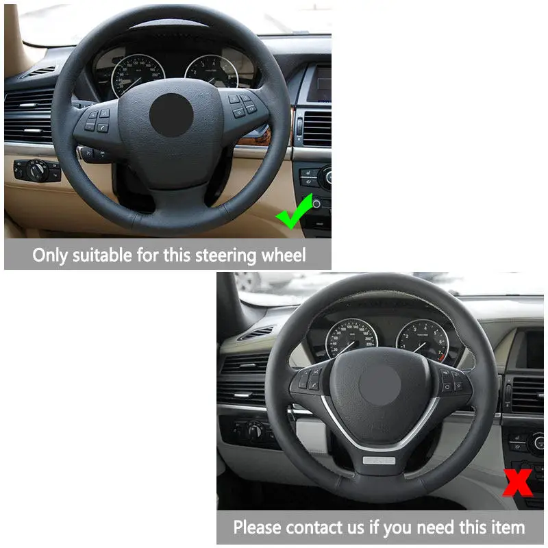 For BMW X5 E70 2007 2008 2009 2010 2011 Perforated Leather Hand-stitched Car Interior Steering Wheel Cover Protective Trim view 6