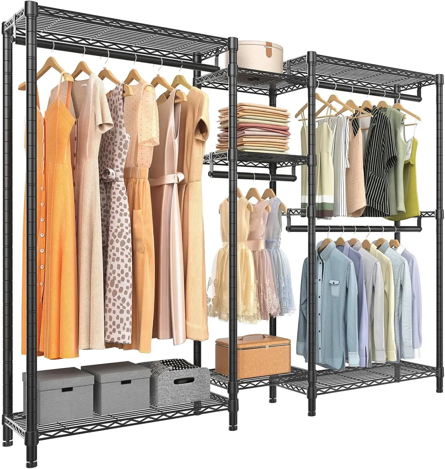 Garment Rack Heavy Duty Clothes Rack for Hanging Clothes, Metal Freestanding Closet Wardrobe Rack, 71.2