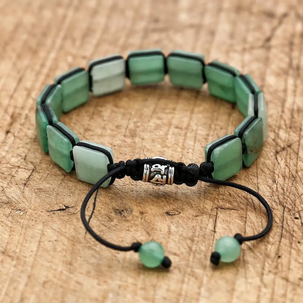 Natural Stone Green Aventurine Braided Bracelet Bohemia Punk Women Men Friendship Charm Bracelet Bangle Couples Jewelry