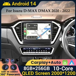 Android 14 Carplay 360 Kamera Radio samochodowe Stereo Odbiornik Dla Isuzu D-MAX DMAX 2020 2021 2022 Odtwarzacz wideo Multimedia Navi GPS DSP