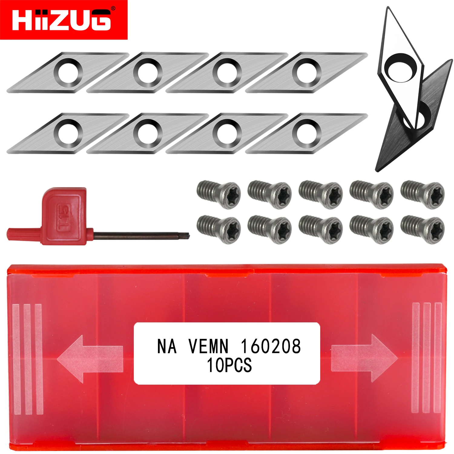 28mm/NA28mm/32mm Carbide Inserts Cutters Diamond for Woodturning Lathe Tools Detailer VEMN 160202/160208/Negative Angle, 10pcs