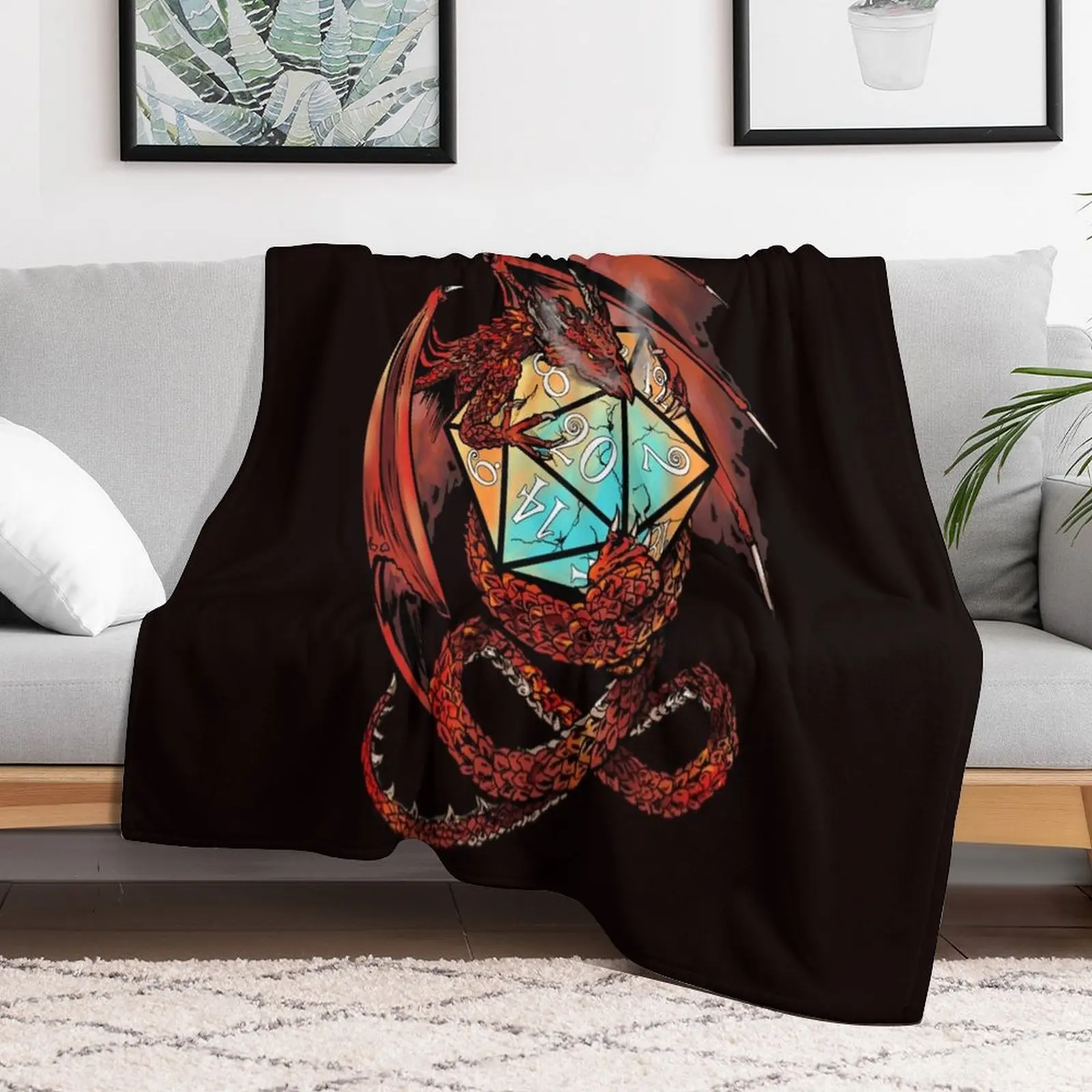 

Red Dragon Dice Throw Blanket Soft Big for winter Stuffeds Sleeping Bag Blankets