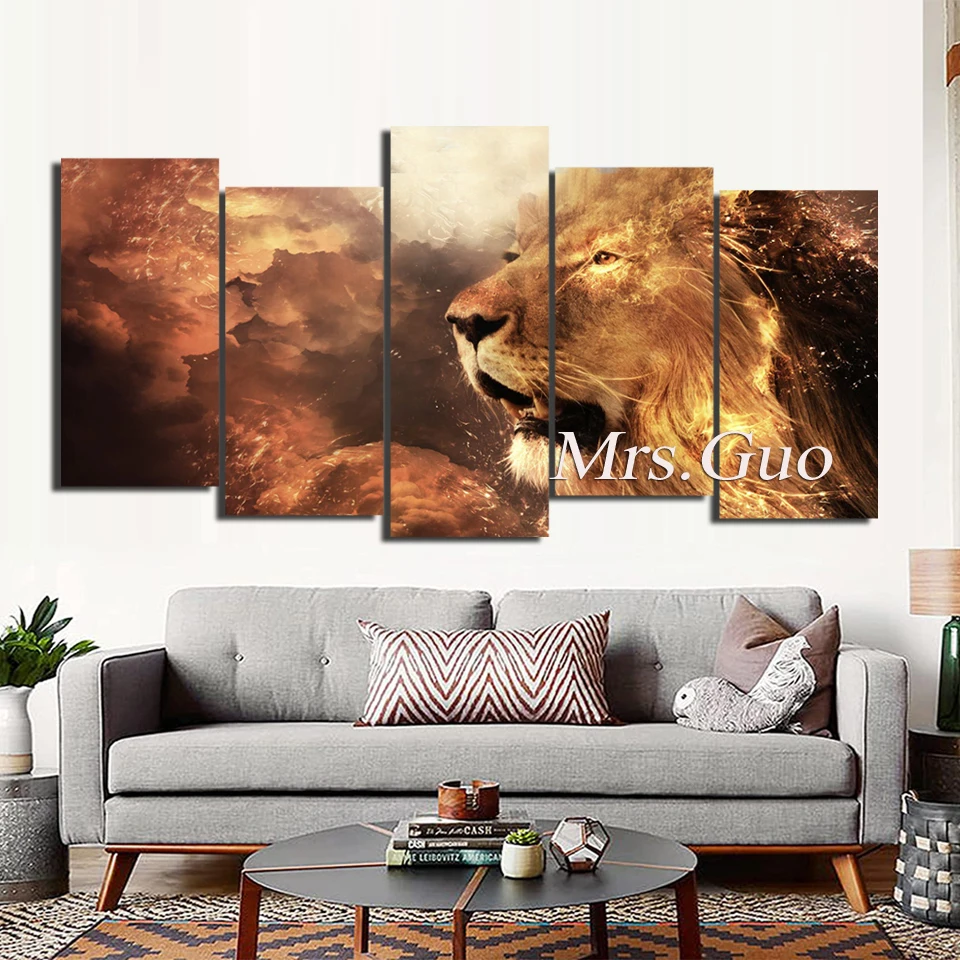 Diamond Embroidery Sale 5pcs/set 5D Diamond Painting Lion King Full Square Animals Abstract Cloud Diamond Mosaic Home Decor