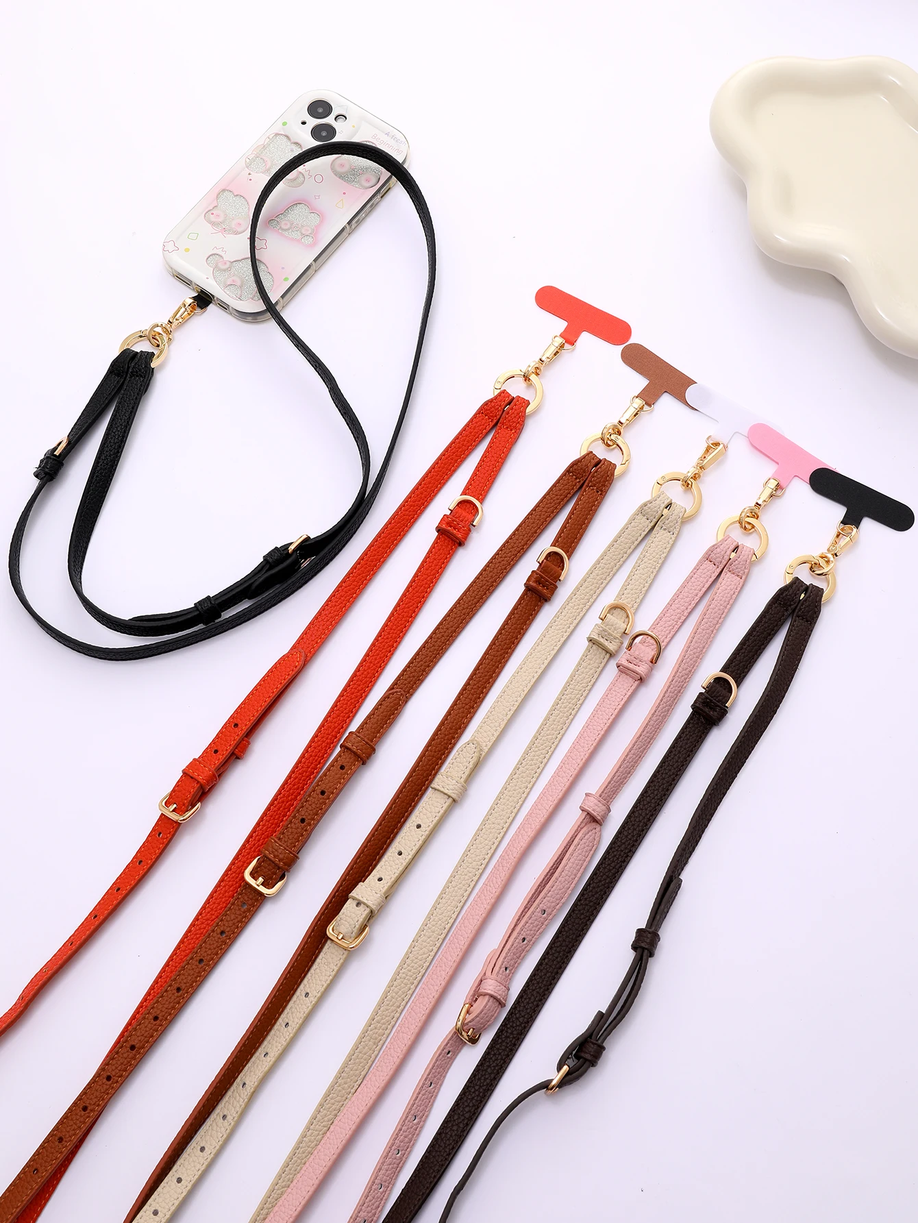 

Fashionable New Ins PU Leather Phone Chain With Adjustable And Backable Long Crossbody Phone Chain And Card